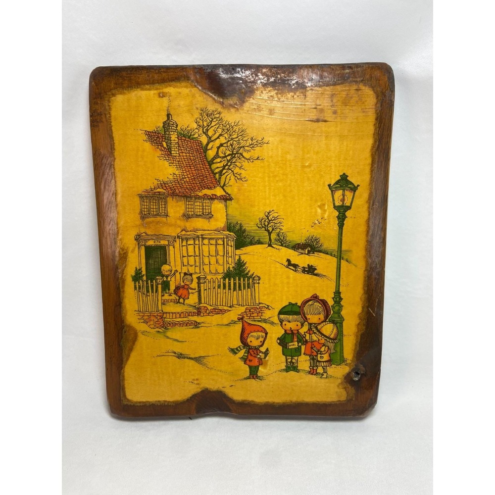 Vintage Joan‎ Walsh Anglund Christmas Carolers Wooden Wall Plaque Decor 70s 80s
